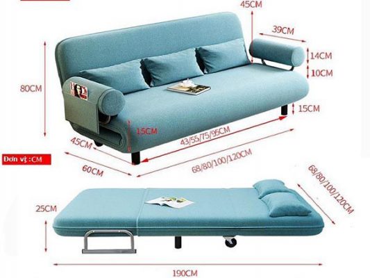 Kích thước sofa giường tiêu chuẩn là bao nhiêu