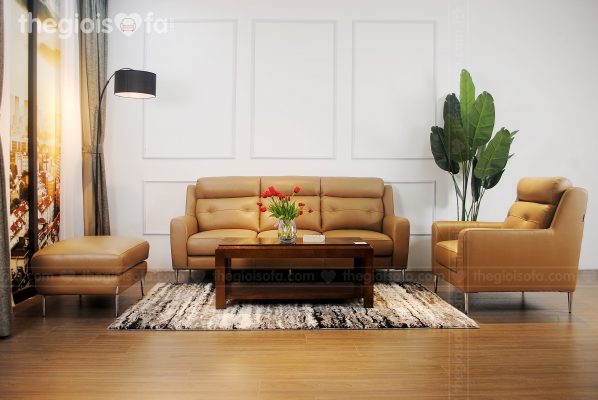 Sofa băng Hilbert khung gỗ LVL tiêu chuẩn Mỹ, chất liệu bọc da bò tiếp xúc