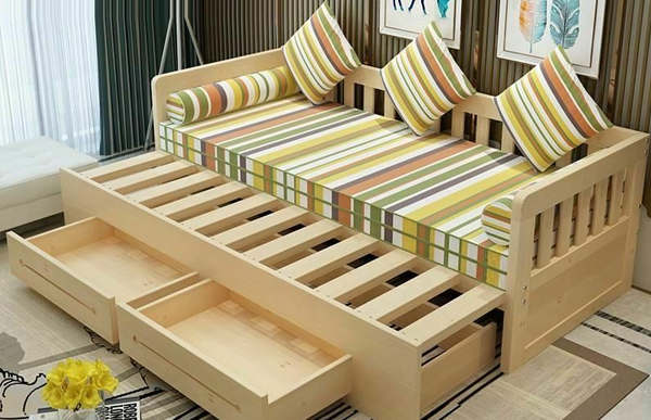 Sofa giường làm bằng gỗ tạo ra cảm giác thân thiện với môi trường