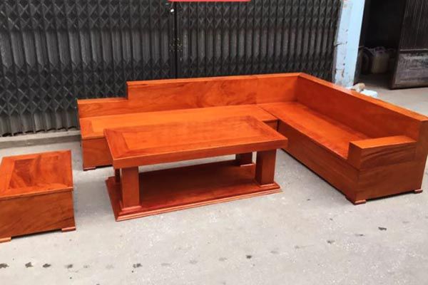 Bộ bàn ghế góc hộp gỗ gõ đỏ