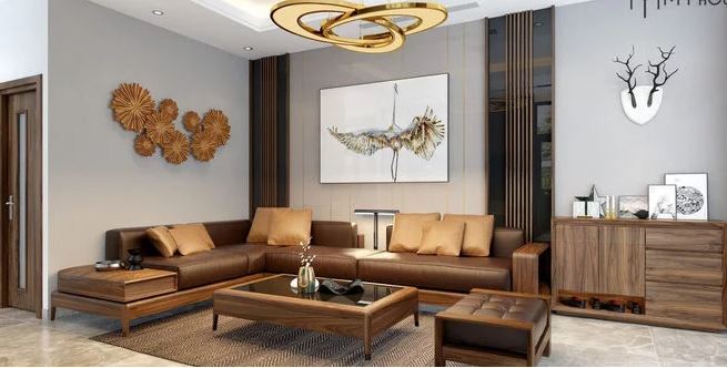 Không gian phòng khách ấm cúng với tông màu gỗ cực đẹp